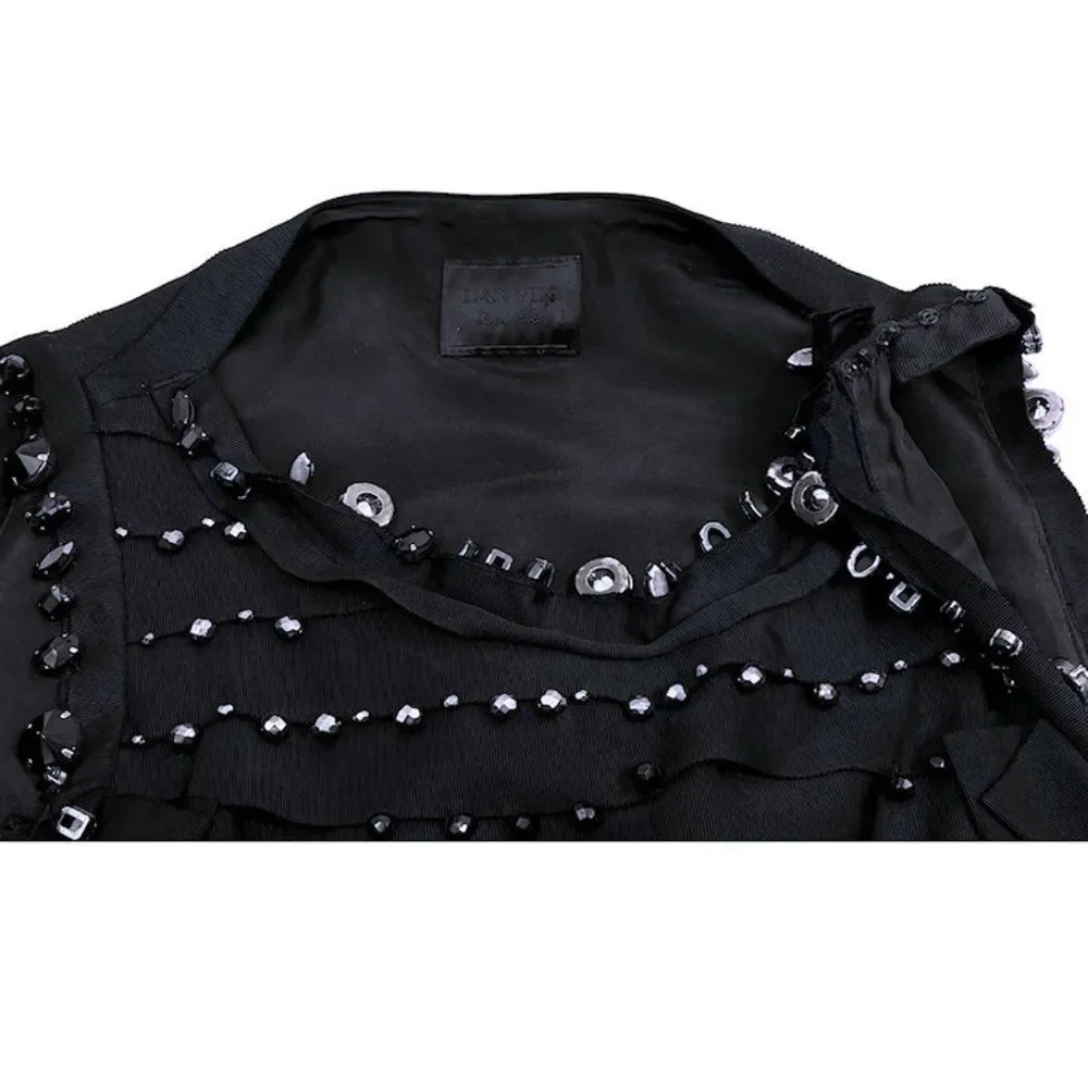 Vintage LANVIN 2008 Runway Black Embellished Black Tie Party Dress - Picture 8 of 11